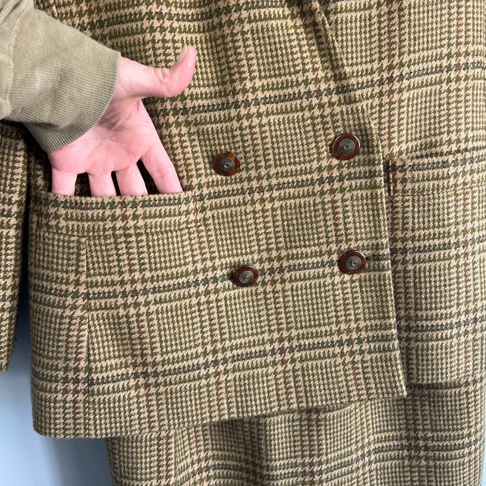 Le Suit Vintage 1980s Houndstooth Blazer Skirt Set Size 10 - Picture 3 of 15